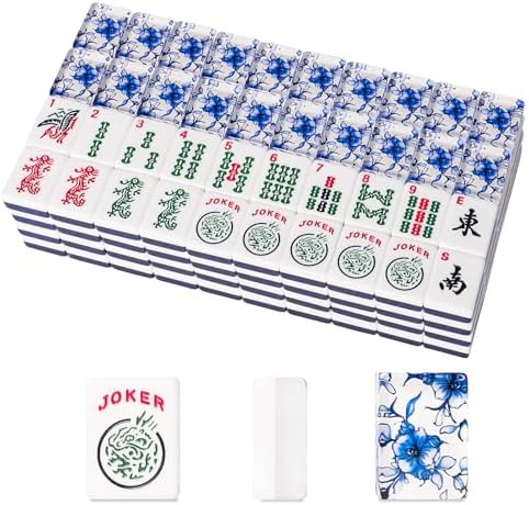 American mahjong tiles, 166 acrylic with blue prints